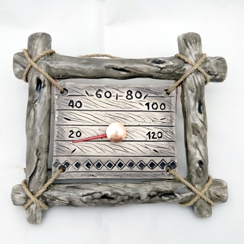 Керамичен термометър за сауна - в рамка от клонка