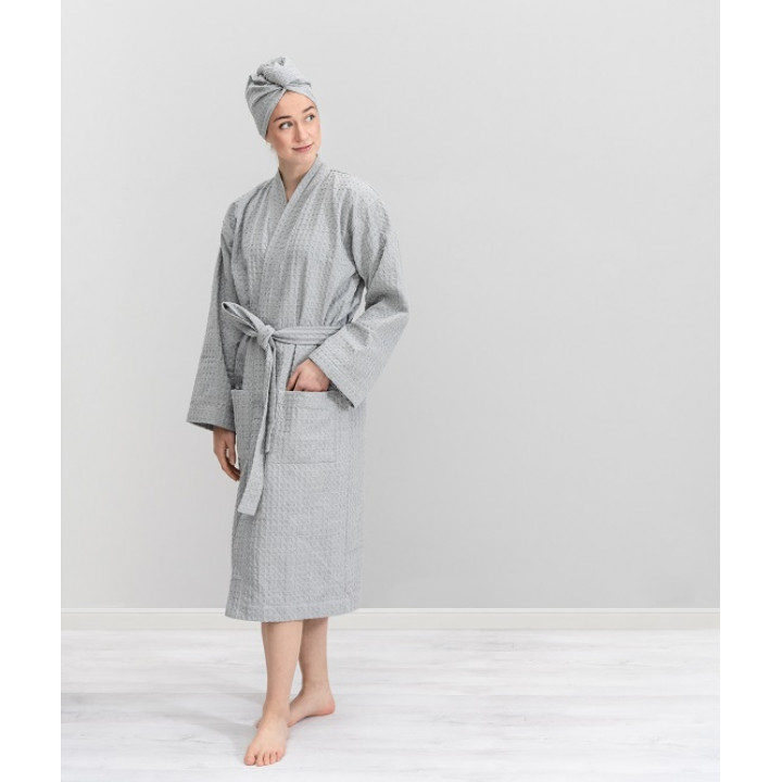 Халат за баня, L / XL, Светло сиво