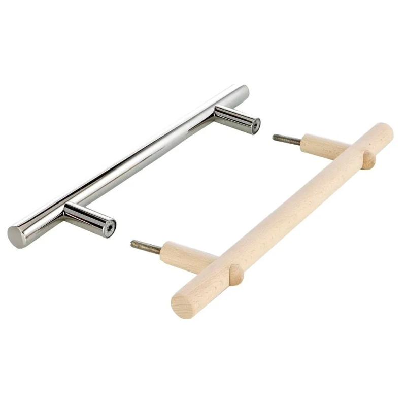 Комплект дръжки за врати от неръждаема стомана и дърво