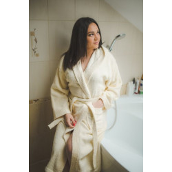 Памучен (кремав) халат с качулка  Памучен (кремав) халат с качулка