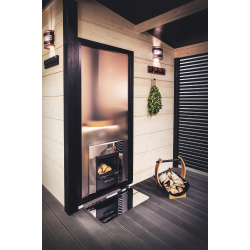 HARVIA Duo стъклена стена 9 x 19 с рамка, алуминий черен  HARVIA Duo стъклена стена 9 x 19 с рамка, алуминий черен