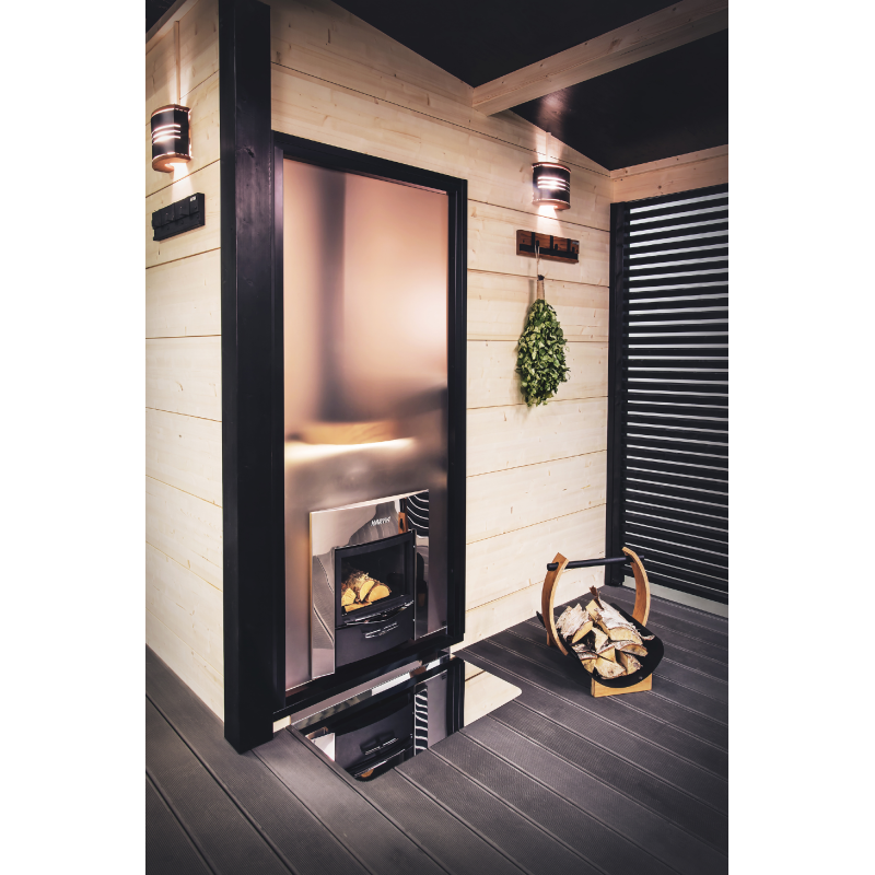 HARVIA Duo стъклена стена 9 x 19 с рамка, алуминий черен