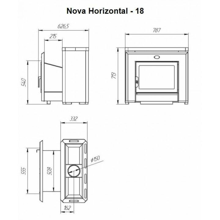 Печка за сауна на дърва - NOVA HORIZONTAL 18