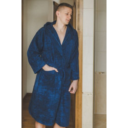 Памучна синя роба с качулка  Памучна синя роба с качулка