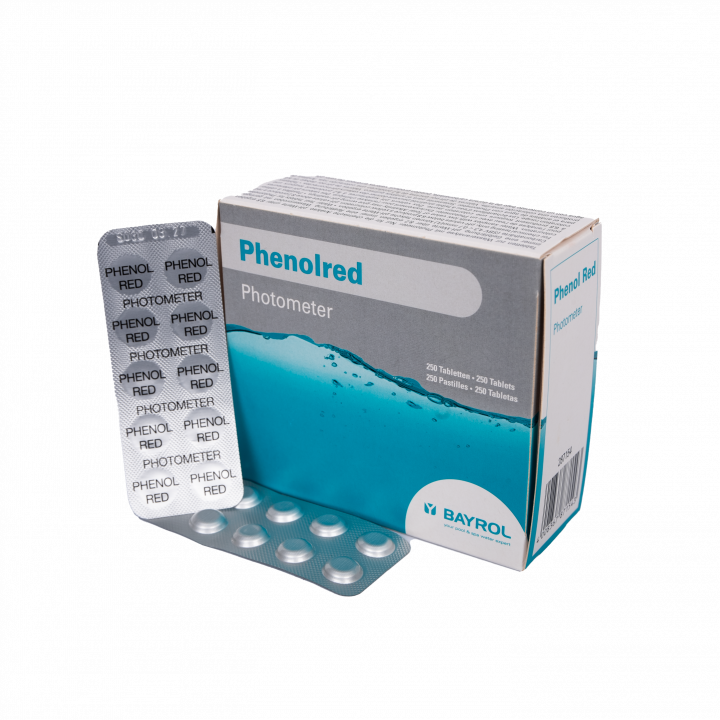 Таблетки за тестване на вода за фотометър Phenolred, определяне на pH, 10 таблетки
