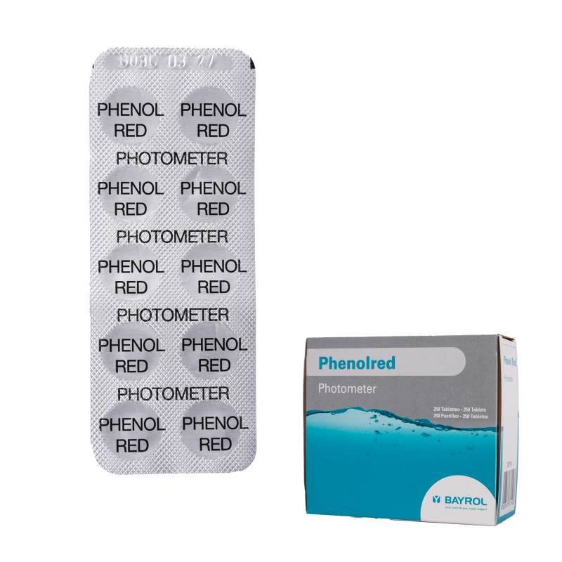 Таблетки за тестване на вода за фотометър Phenolred, определяне на pH, 10 таблетки