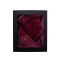 Подаръчен комплект в подаръчна кутия за НЕЯ. Дамска шапка и престилка за сауна - БОРДО