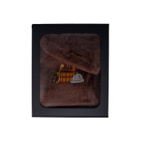 Подаръчен комплект в подаръчна кутия за НЕГО. Мъжка шапка за сауна и престилка - КАФЯВА