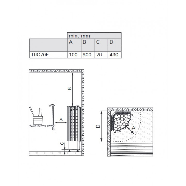 Електрическа печка за сауна - HARVIA Glow Corner TRC70E 6,8 kW