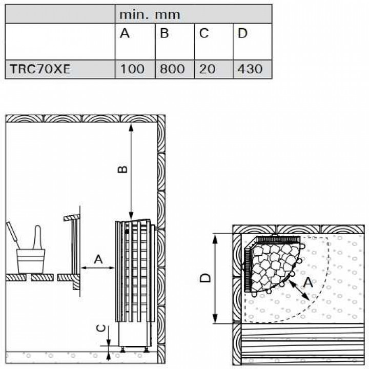 Електрическа печка за сауна - HARVIA Glow Corner TRC70EE 6,8 kW