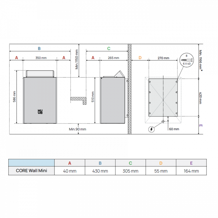 Електрическа печка за сауна - HUUM Core Wall Mini Combi 4