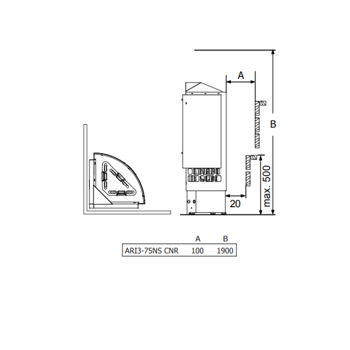 Електрическа печка за сауна – SAWOTEC Ari Corner 7,5 kW, без контролен блок