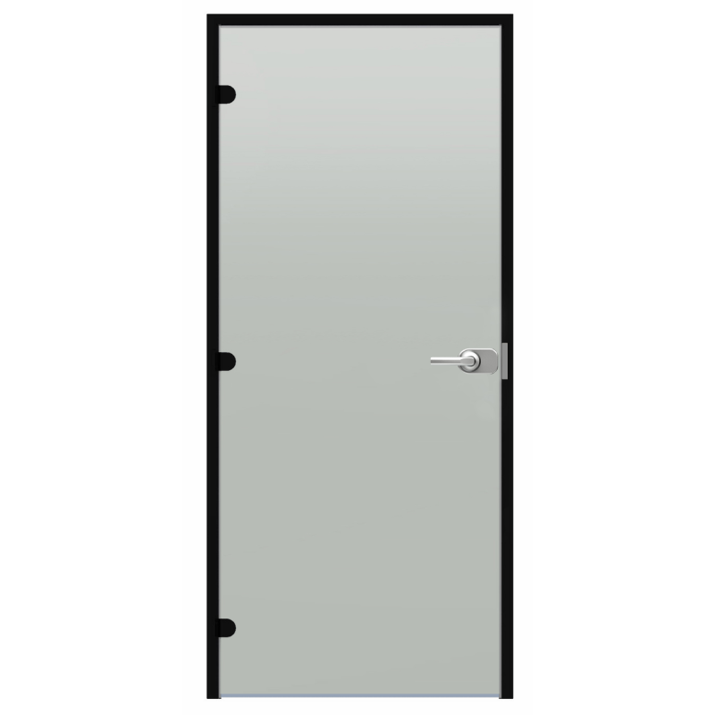 Заключваща се стъклена врата Harvia Black Line, сатен, 9x21, черна алуминиева рамка