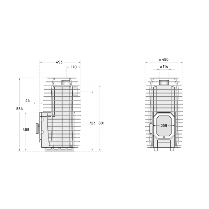 Печка за сауна на дърва HUUM HIVE Flow Mini LS