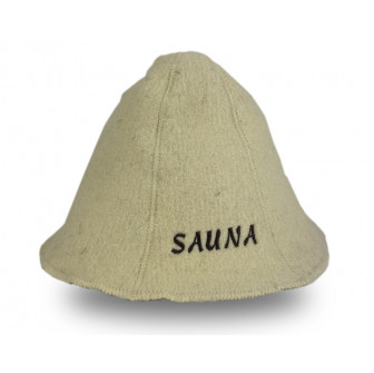 Шапка за сауна - SAUNA, бяла, вълнена
