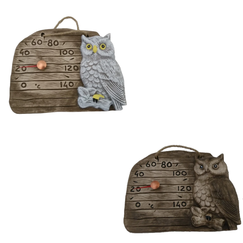 Керамичен термометър за сауна - бухал на клон