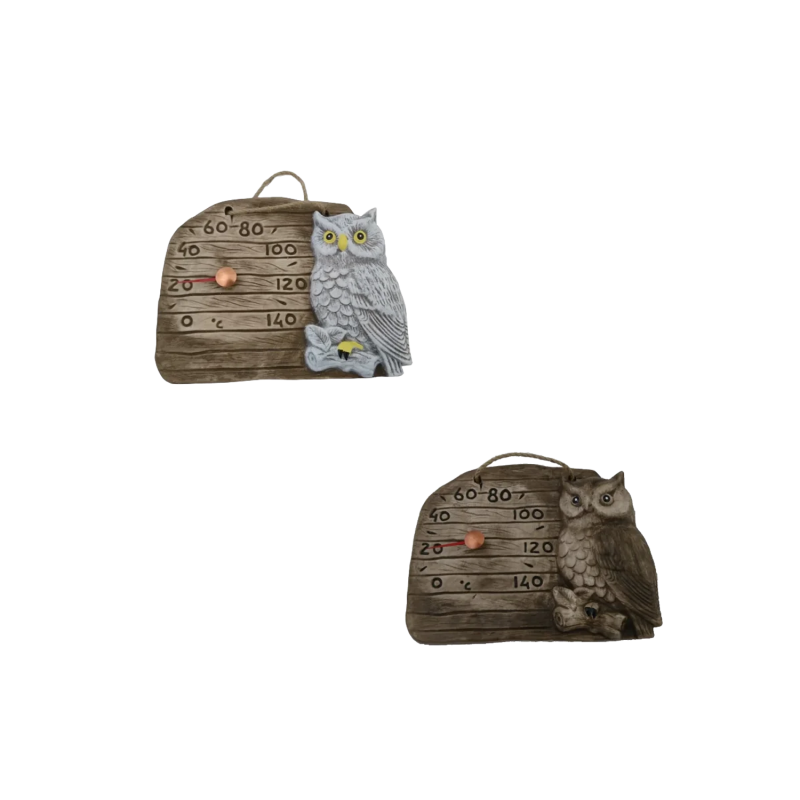 Керамичен термометър за сауна - бухал на клон