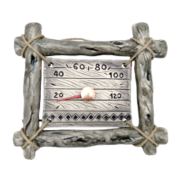 Керамичен термометър за сауна - в рамка от клонка 