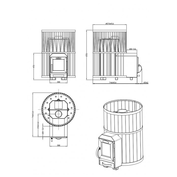 Печка за сауна на дърва - STOVEMAN CROWN 20R-LS
