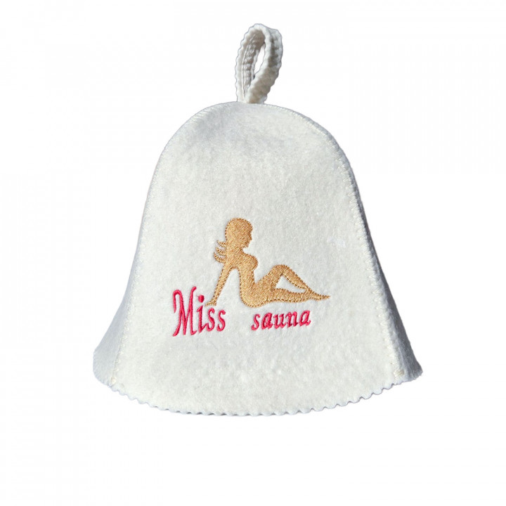 Шапка за сауна - Miss Sauna, бяла