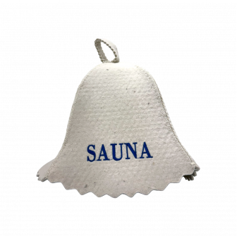 Шапка за сауна - SAUNA, със син надпис