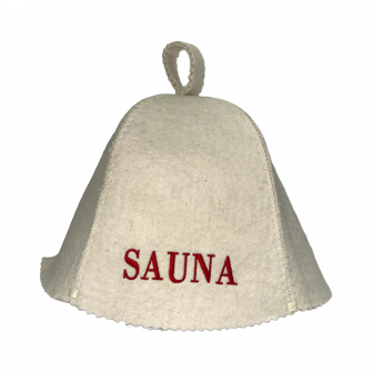 Шапка за сауна - SAUNA, с червени букви