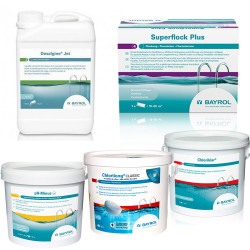 Комплект за поддръжка с хлор, за басейни с голям филтър  Комплект за поддръжка с хлор, за басейни с голям филтър