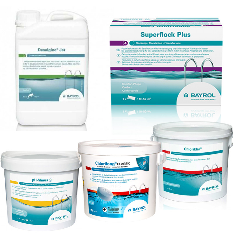 Комплект за поддръжка с хлор, за басейни с голям филтър