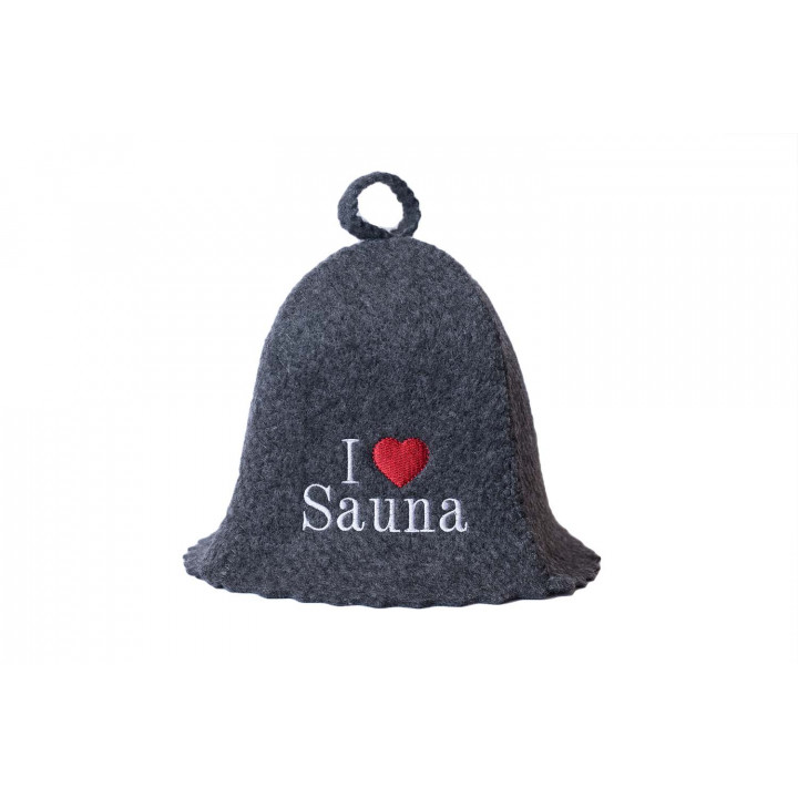 Шапка за сауна - I love sauna, сива