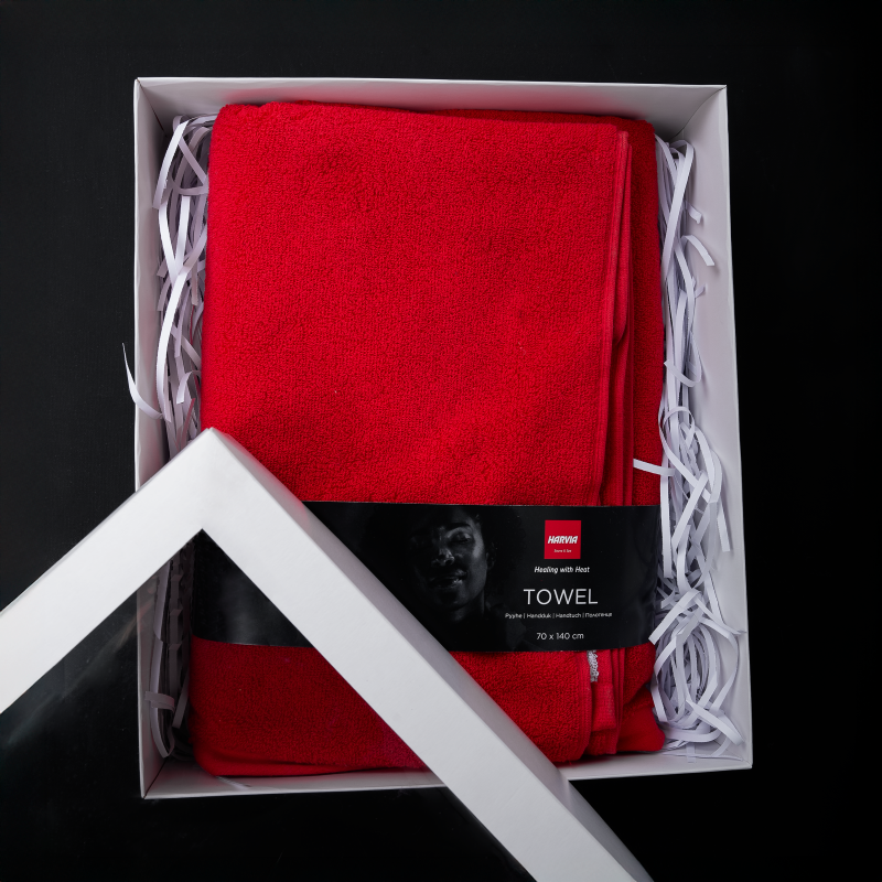 Хавлиена кърпа в подаръчна кутия, HARVIA, 70 x 140 см, червена