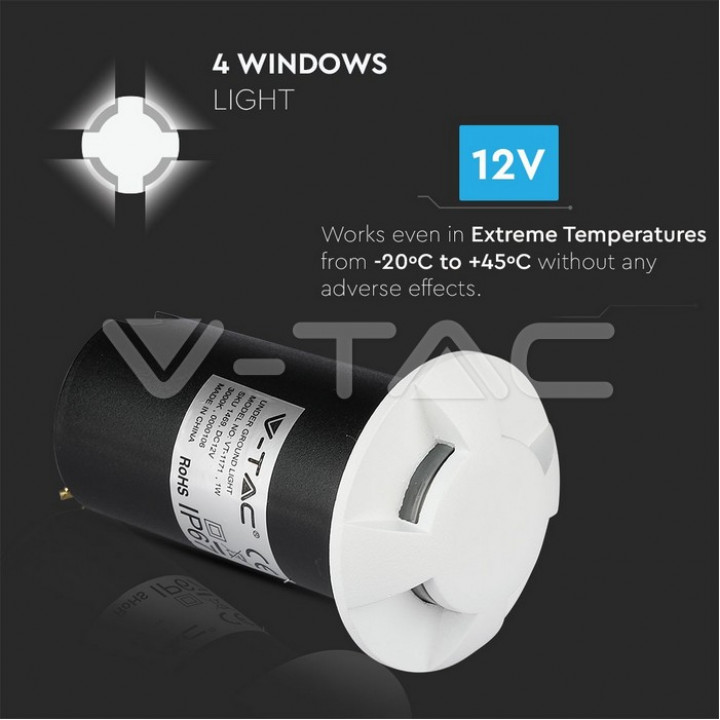 1W LED Steplight White 4 Way 3000K