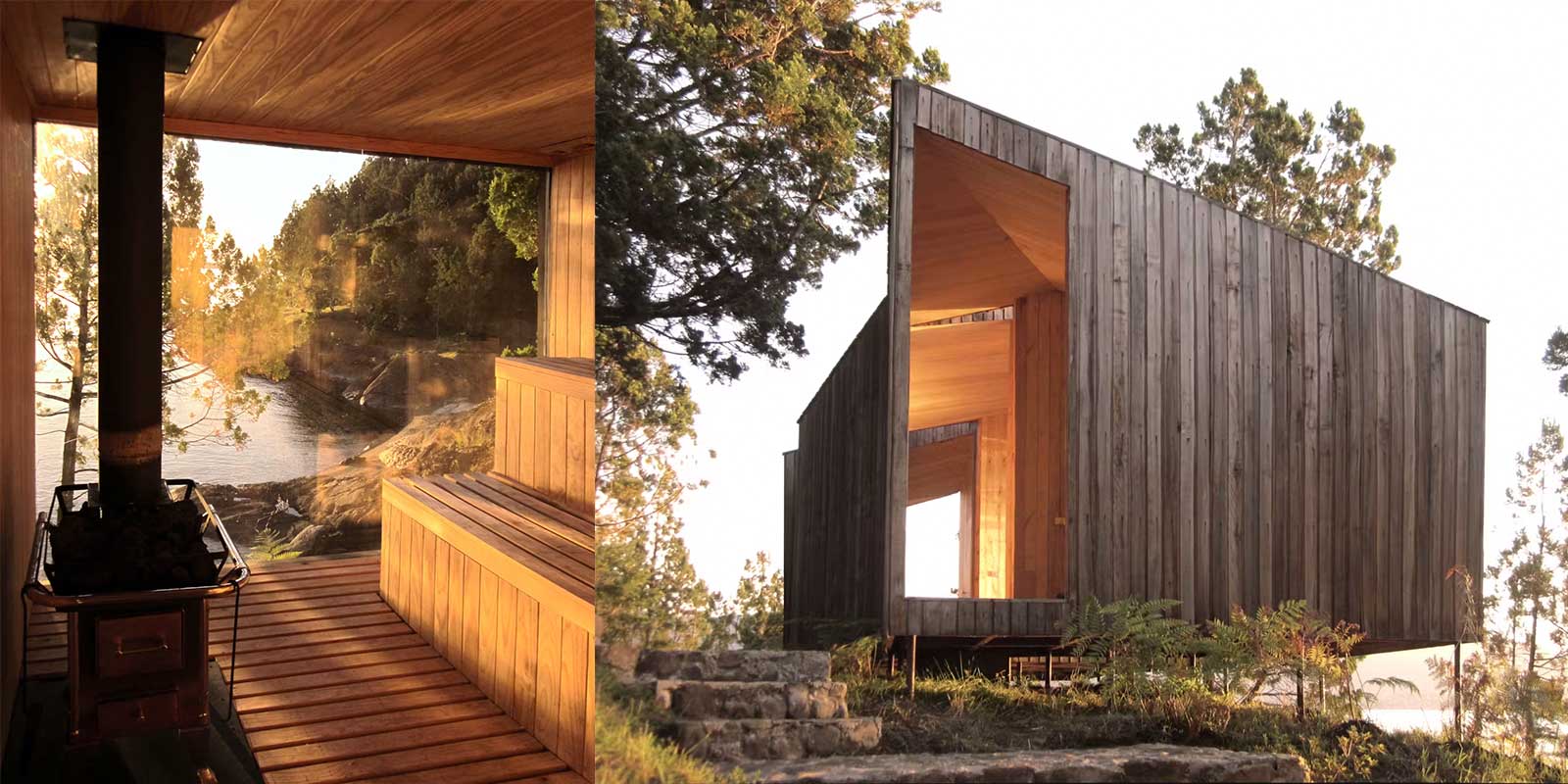 Дървена сауна край езеро, Чили Wooden lakeside sauna, Chile